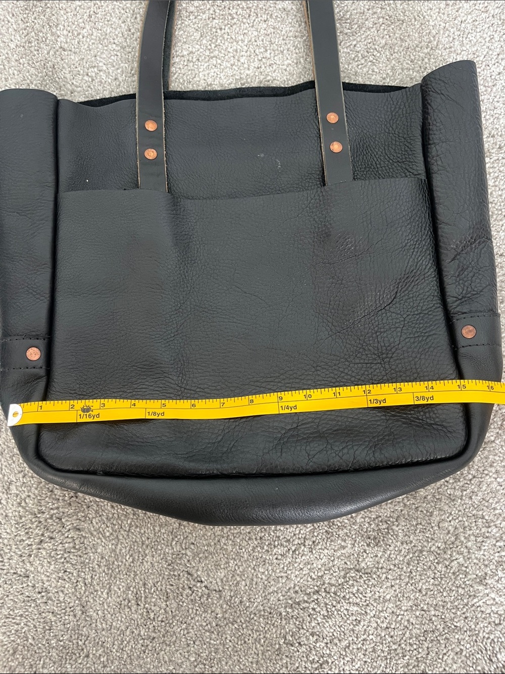 KMM & CO Black Leather Tote with Copper Stud Details - Picture 11 of 13